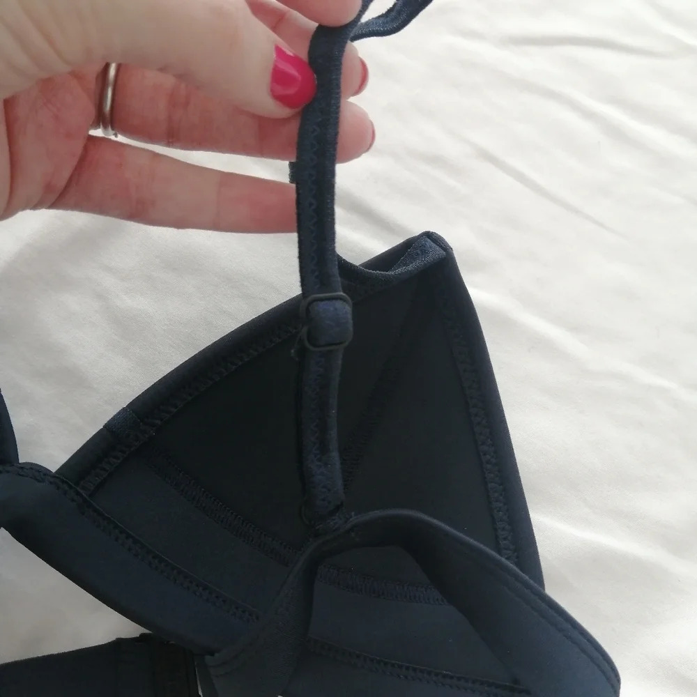 Triangl Swimwear Navy Neoprene Bikini Top Triangle Cups Small *Top Only* - Picture 10 of 13